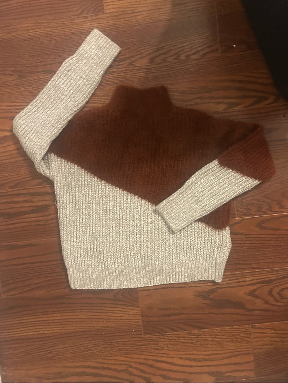 Women’s Colorblock Orange and Grey Turtleneck Sweater
